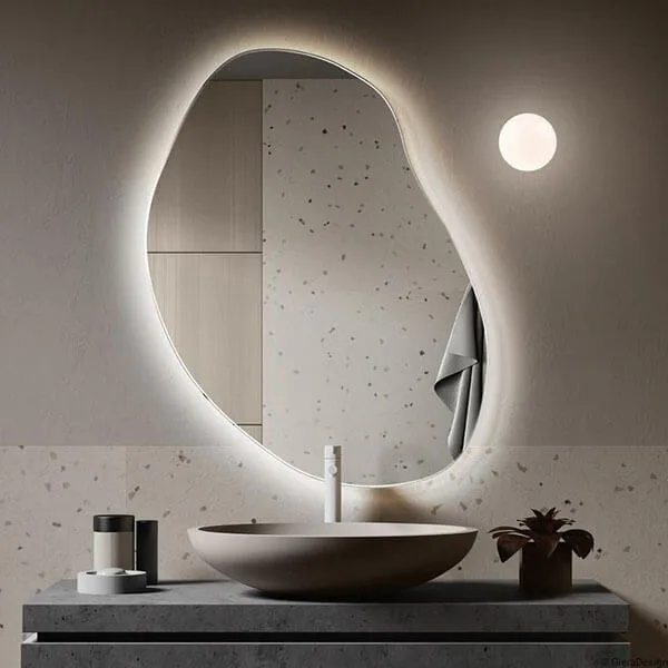 bathroom led mirror with unique shape