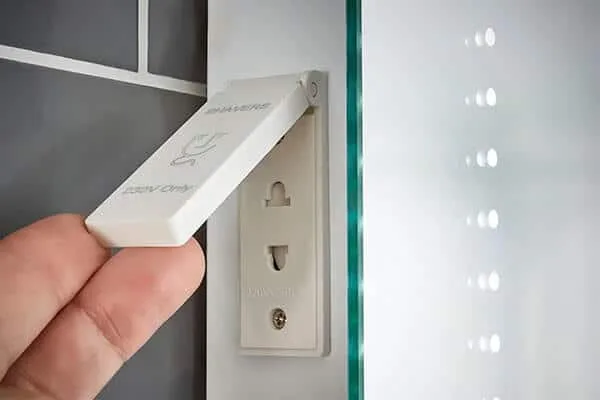 bathroom mirror with shaving socket
