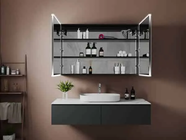 bathroom mirrored cabinet for storage
