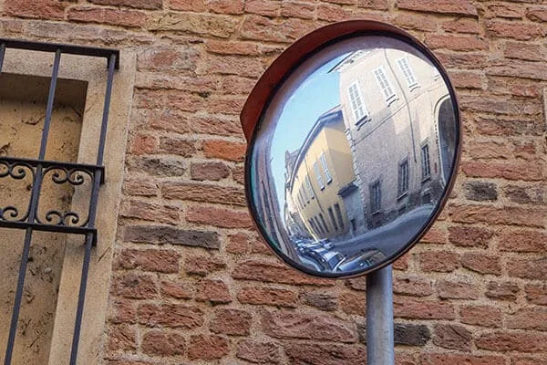 convex mirror on road