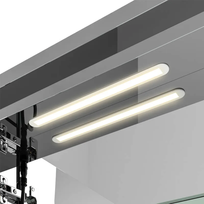 additional light source at the top inside the cabinet
