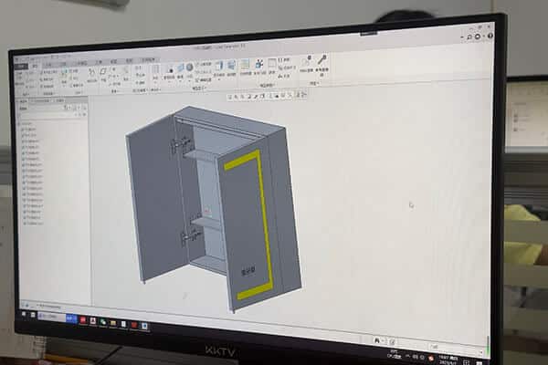 Okaymirror engineers use Solidworks to design the frame of Custom Medicine Cabinets