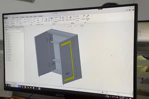 Okaymirror engineers use Solidworks to design the frame of Custom Medicine Cabinets