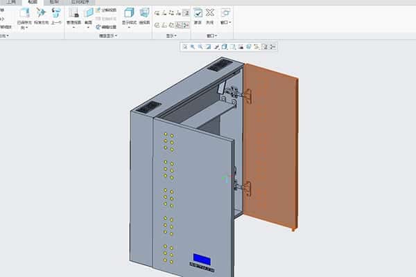 factory engineer using Solidworks tool to design custom medicine cabinets