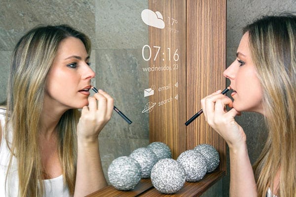 smart bathroom mirror display information