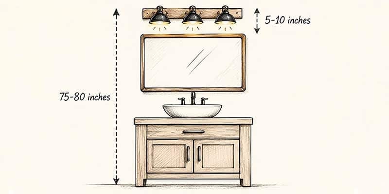 top-mounted vanity light position